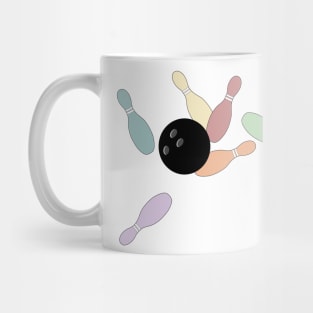 Bowling Ball and Colorful Pins Design Mug